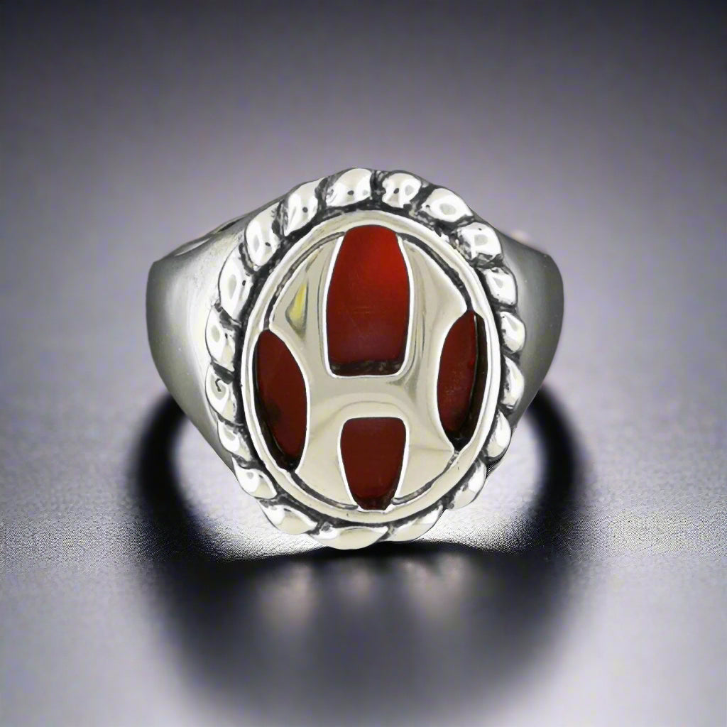Mighty Hercules Ring in Sterling Silver With Carnelian - Le Dragon Argenté - 1960s Hercules Ring - 925 Hercules Ring - geek ring