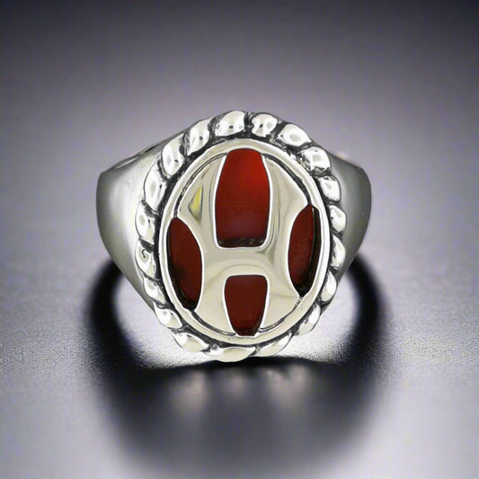 Mighty Hercules Ring in Sterling Silver With Carnelian - Le Dragon Argenté - 1960s Hercules Ring - 925 Hercules Ring - geek ring