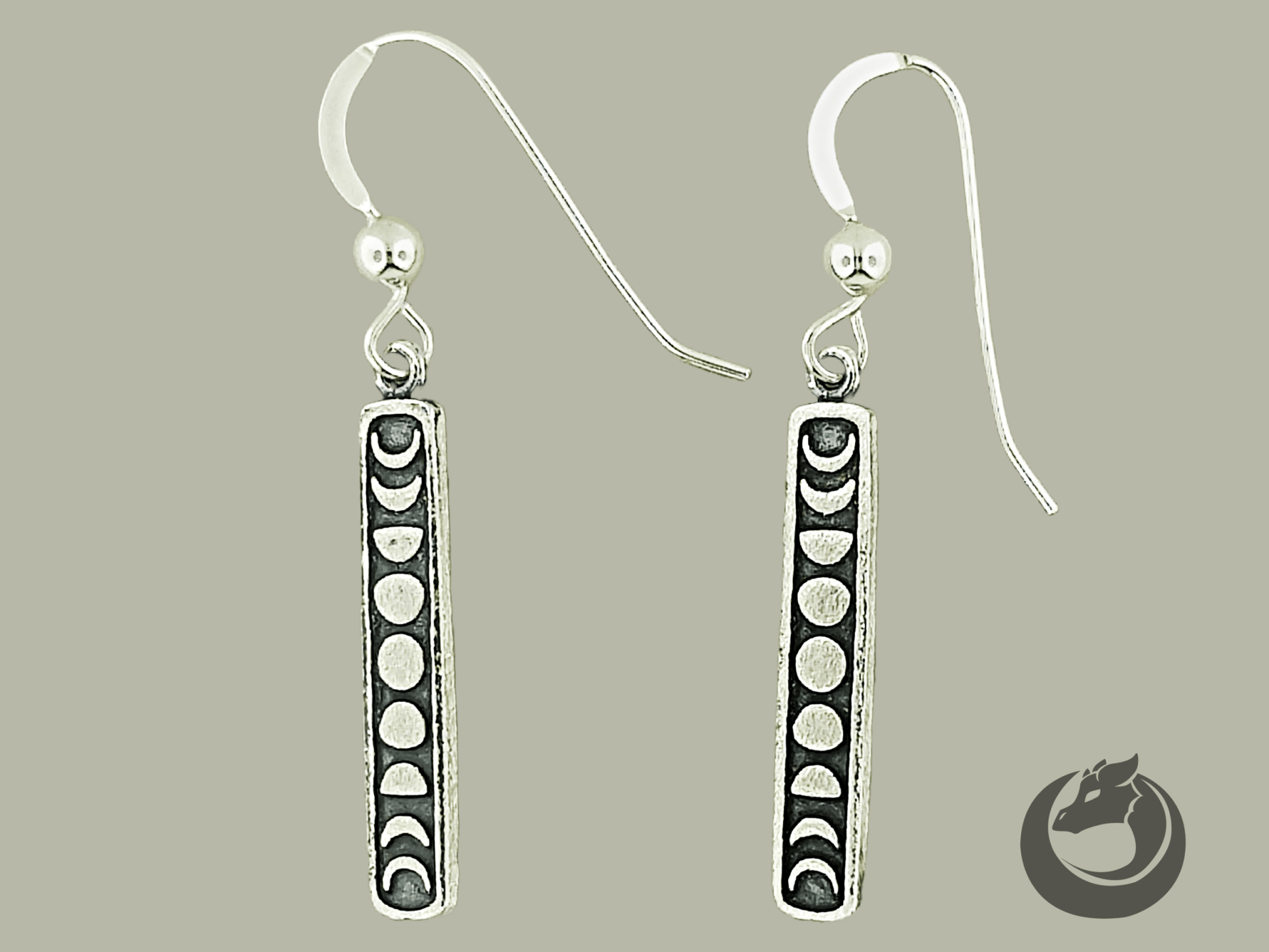 Moon Phase Earrings in Sterling Silver or Antique Bronze - Le Dragon Argenté