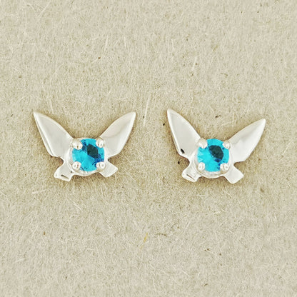 Legend of Zelda Navi Fairy Earrings in Sterling Silver, legend of zelda earrings, legend of zelda navi gemstone stud earrings, silver navi earrings, geeky gift for her, gamer girl jewelry, gamer girl jewellery, gamer girl earrings, silver fairy earrings, legend of zelda earrings, silver birthstone earrings, video game earrings, silver geek jewellery, silver geek jewelry