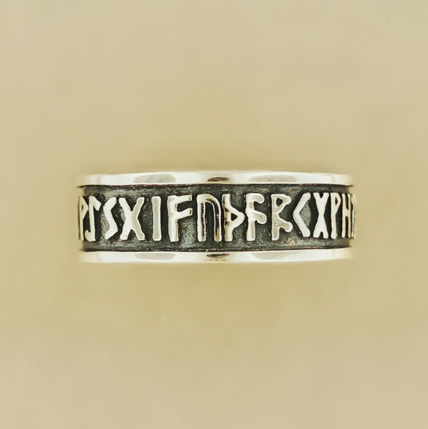 Norse Rune Band in Sterling Silver or Antique Bronze - Le Dragon Argenté