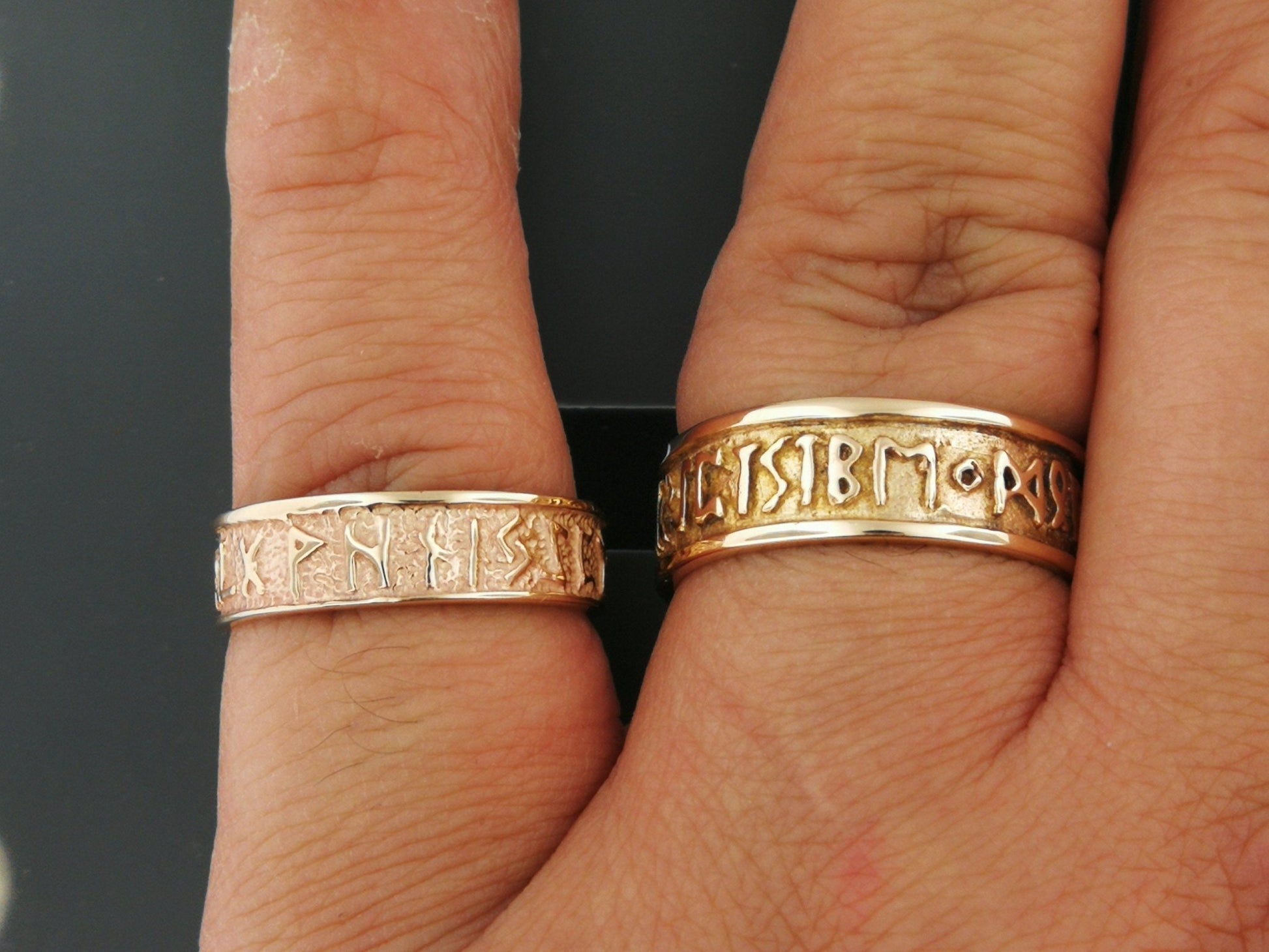 Norse Rune Band V2 in Sterling Silver or Antique Bronze - Le Dragon Argenté