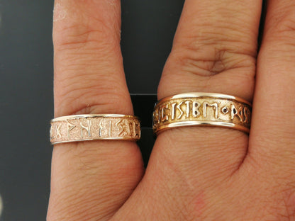 Norse Rune Band V2 in Sterling Silver or Antique Bronze - Le Dragon Argenté