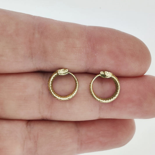 Ouroboros Stud Earrings in Gold Made To Order - Le Dragon Argenté