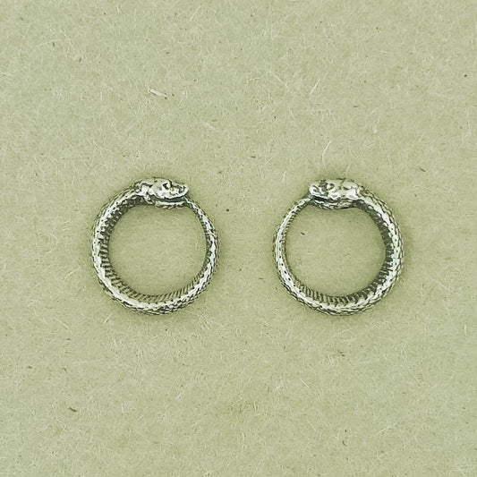 Ouroboros Stud Earrings in Sterling Silver - Le Dragon Argenté