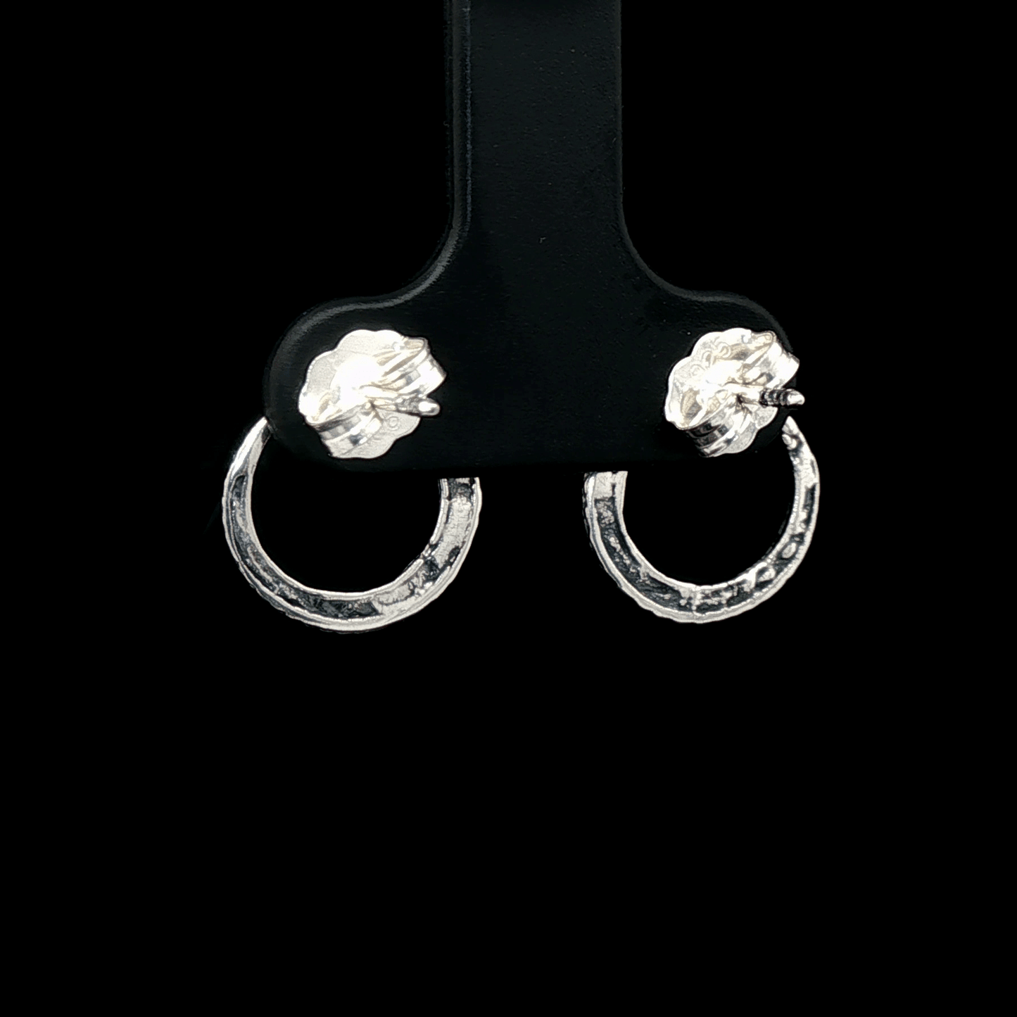 Ouroboros Stud Earrings in Sterling Silver by Le Dragon Argenté – symbolic serpent design representing infinity, rebirth, and ancient myth in a sleek, handcrafted style.