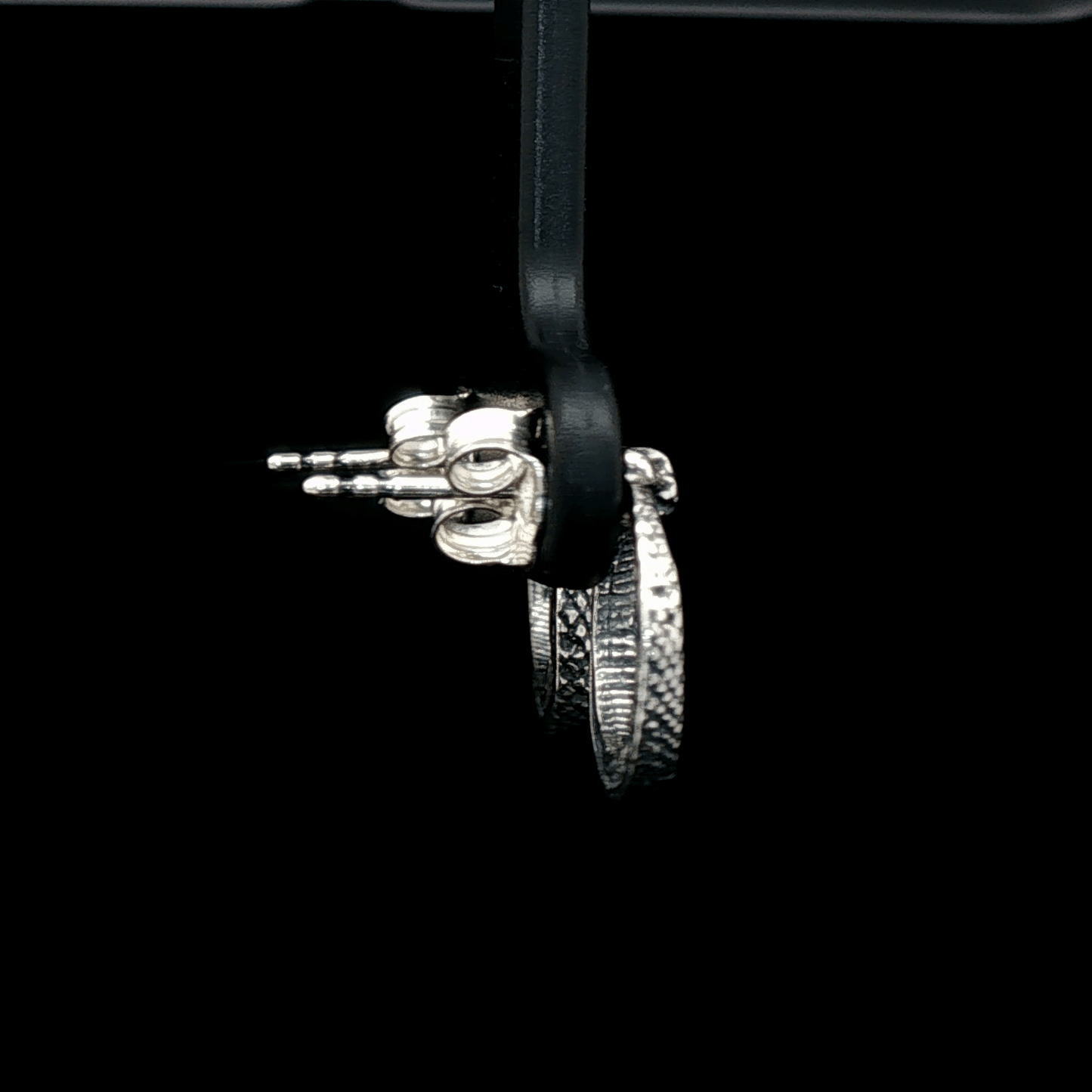 Ouroboros Stud Earrings in Sterling Silver by Le Dragon Argenté – symbolic serpent design representing infinity, rebirth, and ancient myth in a sleek, handcrafted style.