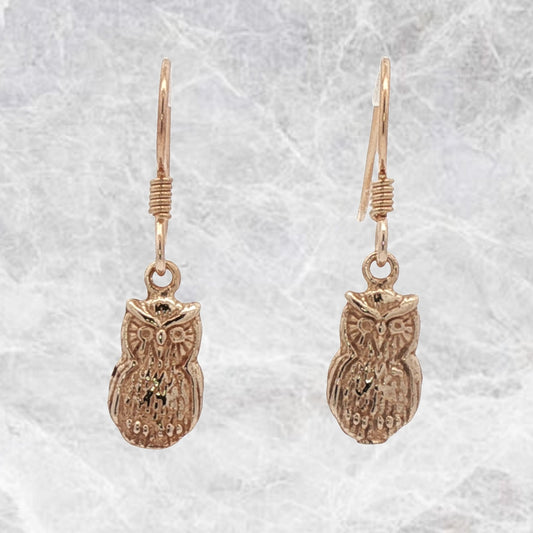 Elegant Owl Charm Earrings for Animal Lovers in Antique Bronze by Le Dragon Argenté