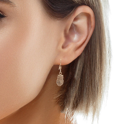 Elegant Owl Charm Earrings for Animal Lovers in Antique Bronze by Le Dragon Argenté