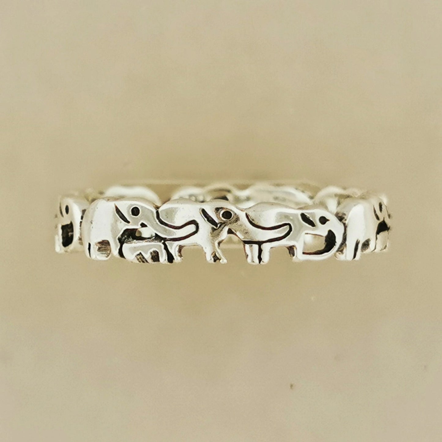 Parading Elephant Ring in Sterling Silver or Antique Bronze - Le Dragon Argenté