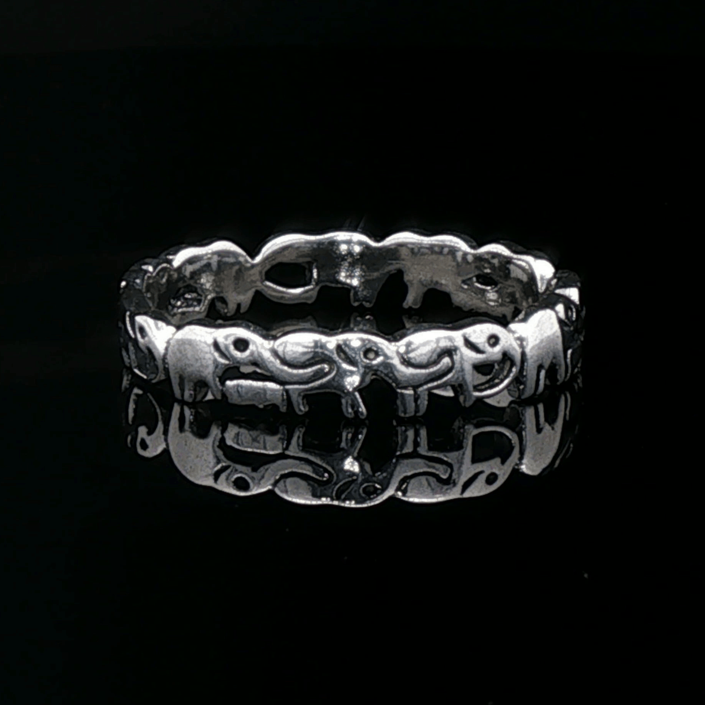 Parading Elephant Ring in Sterling Silver - Le Dragon Argenté