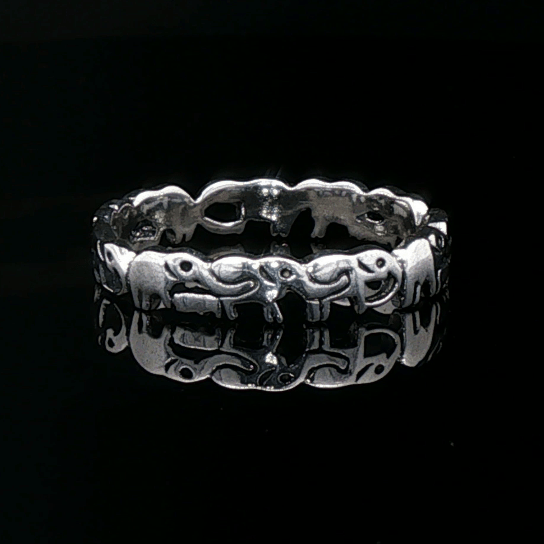 Parading Elephant Ring in Sterling Silver - Le Dragon Argenté