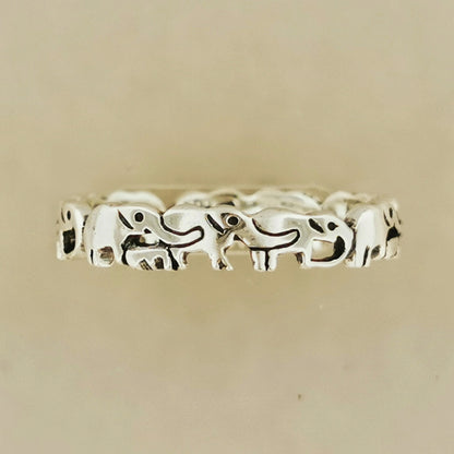 Parading Elephant Band in 925 Silver or Bronze, Elephant Band, Elephant Jewelry, Elephant Jewellery for Her, Gift for Elephant Lover, Silver Elephant Band Ring, Silver Elephant Ring, Silver Elephant Band, 925 Silver Elephant Ring, Elephant Lover Ring