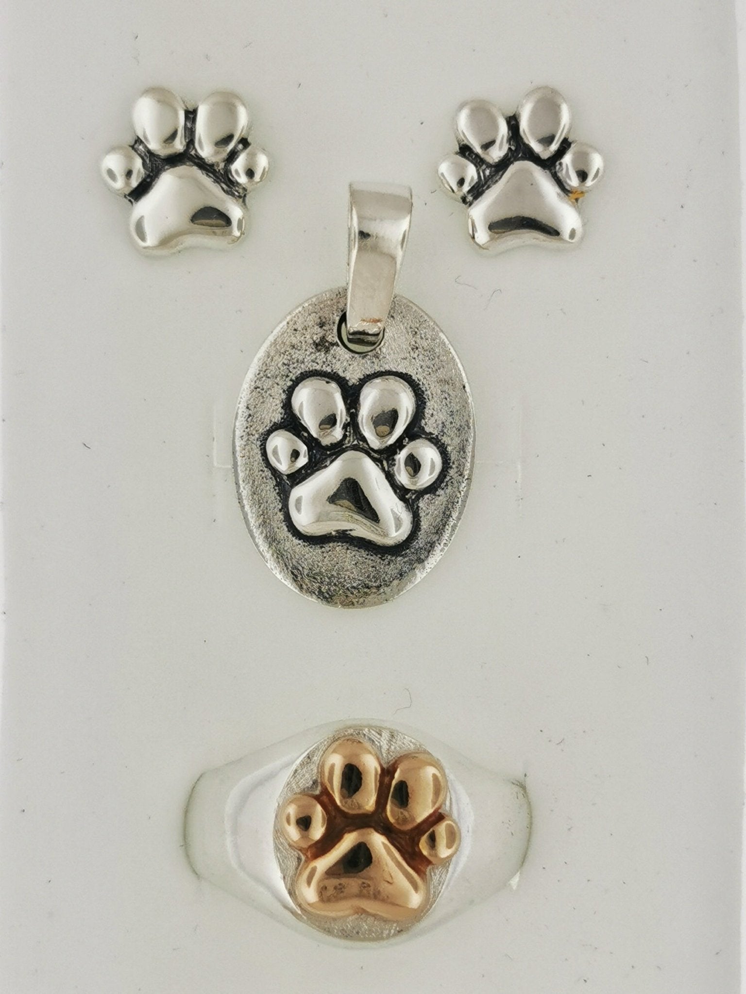 Paw Print Jewellery Set in Sterling Silver - Le Dragon Argenté