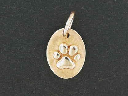 Paw Print Medallion in Sterling Silver or Antique Bronze - Le Dragon Argenté