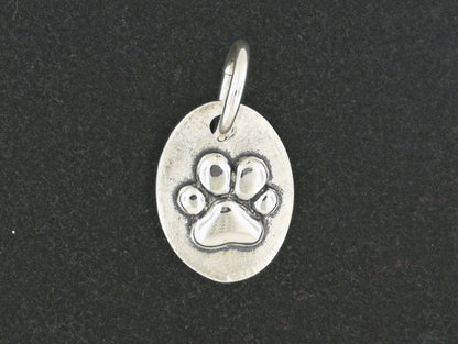 Paw Print Medallion in Sterling Silver or Antique Bronze - Le Dragon Argenté