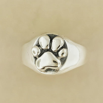 Paw Print Signet Ring in Sterling Silver or Antique Bronze, Two Toned Signet Ring, Two Tone Ring, Silver Paw Print, Silver Dog Paws, Silver Cat Paws, Silver Signet Ring, Silver Paw Print Signet Ring, Paw Print Ring, Dog Paw Ring, Cat Paw Ring, Silver Animal Jewelry, Silver Animal Jewellery, Pet Lover Jewelry, Pet Lover Jewellery, Pet Lover Ring, Silver Pet Lover Ring