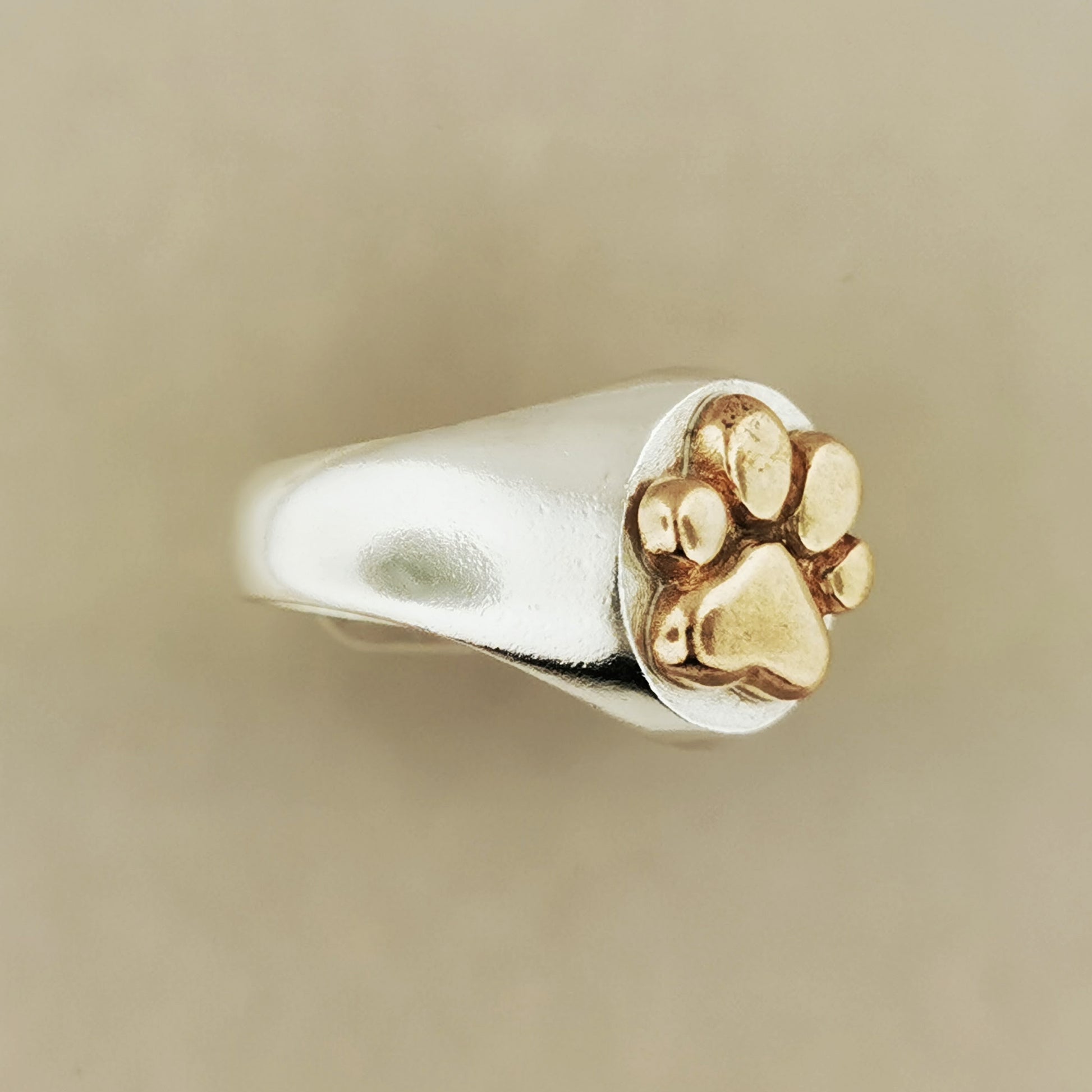 Paw Print Signet Ring in Sterling Silver or Antique Bronze, Two Toned Signet Ring, Two Tone Ring, Silver Paw Print, Silver Dog Paws, Silver Cat Paws, Silver Signet Ring, Silver Paw Print Signet Ring, Paw Print Ring, Dog Paw Ring, Cat Paw Ring, Silver Animal Jewelry, Silver Animal Jewellery, Pet Lover Jewelry, Pet Lover Jewellery, Pet Lover Ring, Silver Pet Lover Ring