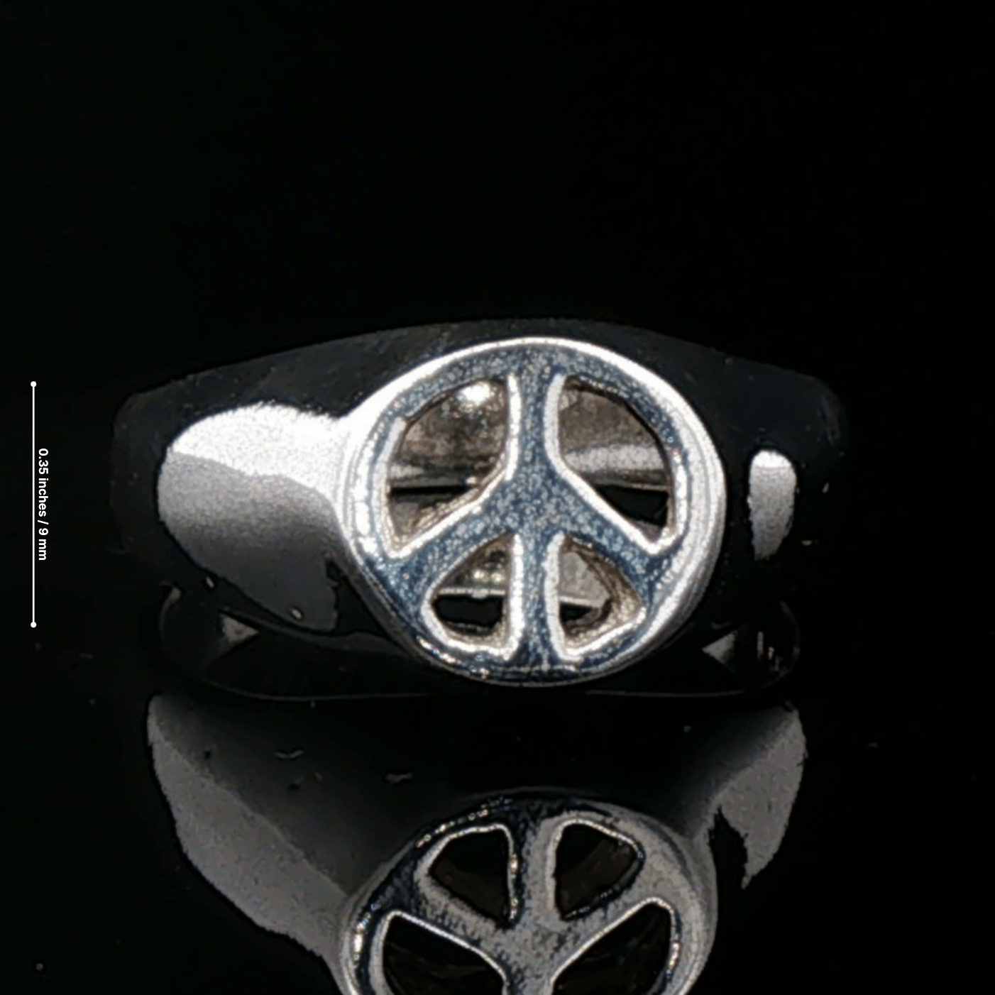 Peace Sign Signet Ring in Sterling Silver by Le Dragon Argenté