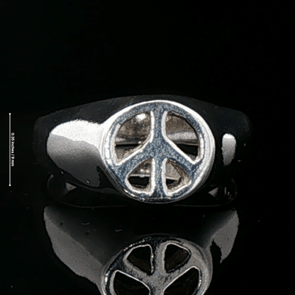 Peace Sign Signet Ring in Sterling Silver by Le Dragon Argenté