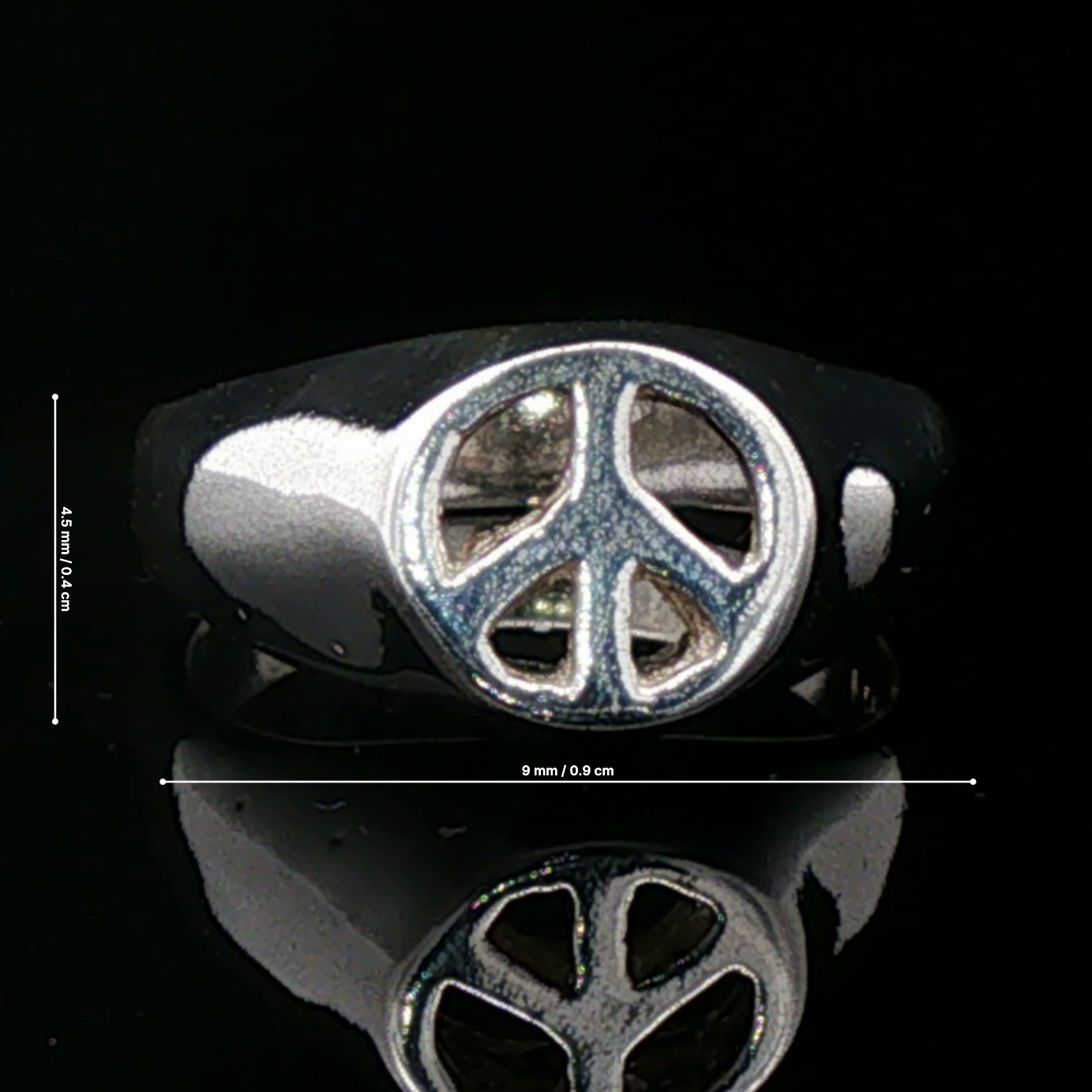 Peace Sign Signet Ring in Sterling Silver by Le Dragon Argenté
