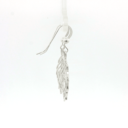 Nature inspired peacock feather charm earrings in sterling silver - Le Dragon Argenté