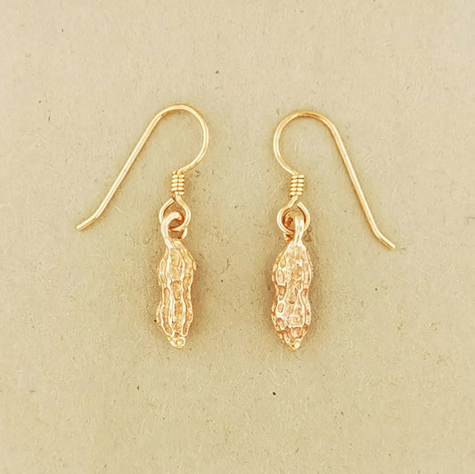 Boucles d'oreilles à breloques en forme d'arachide en argent sterling ou en bronze antique