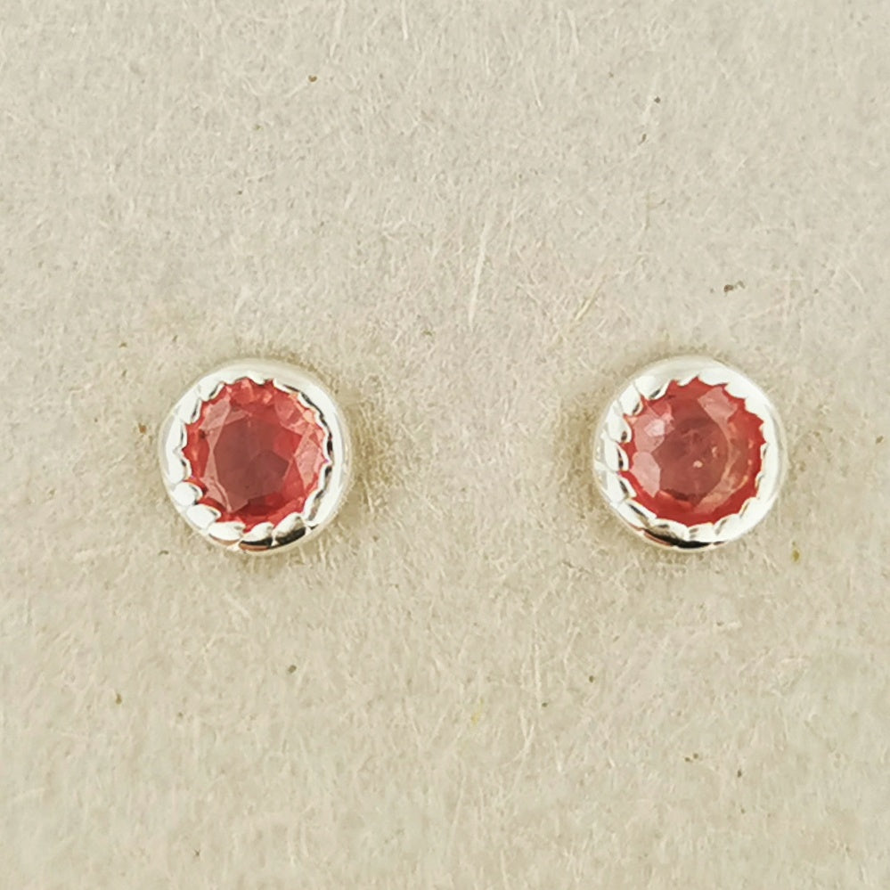 Custom 4.5mm Pink Sapphire Stud Earrings in Sterling Silver