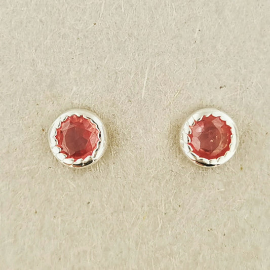 Custom 4.5mm Pink Sapphire Stud Earrings in Sterling Silver