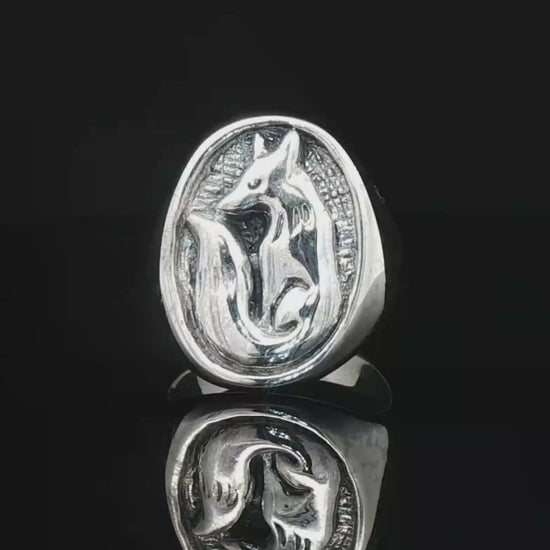 Fox Signet Ring in Sterling Silver - Le Dragon Argenté