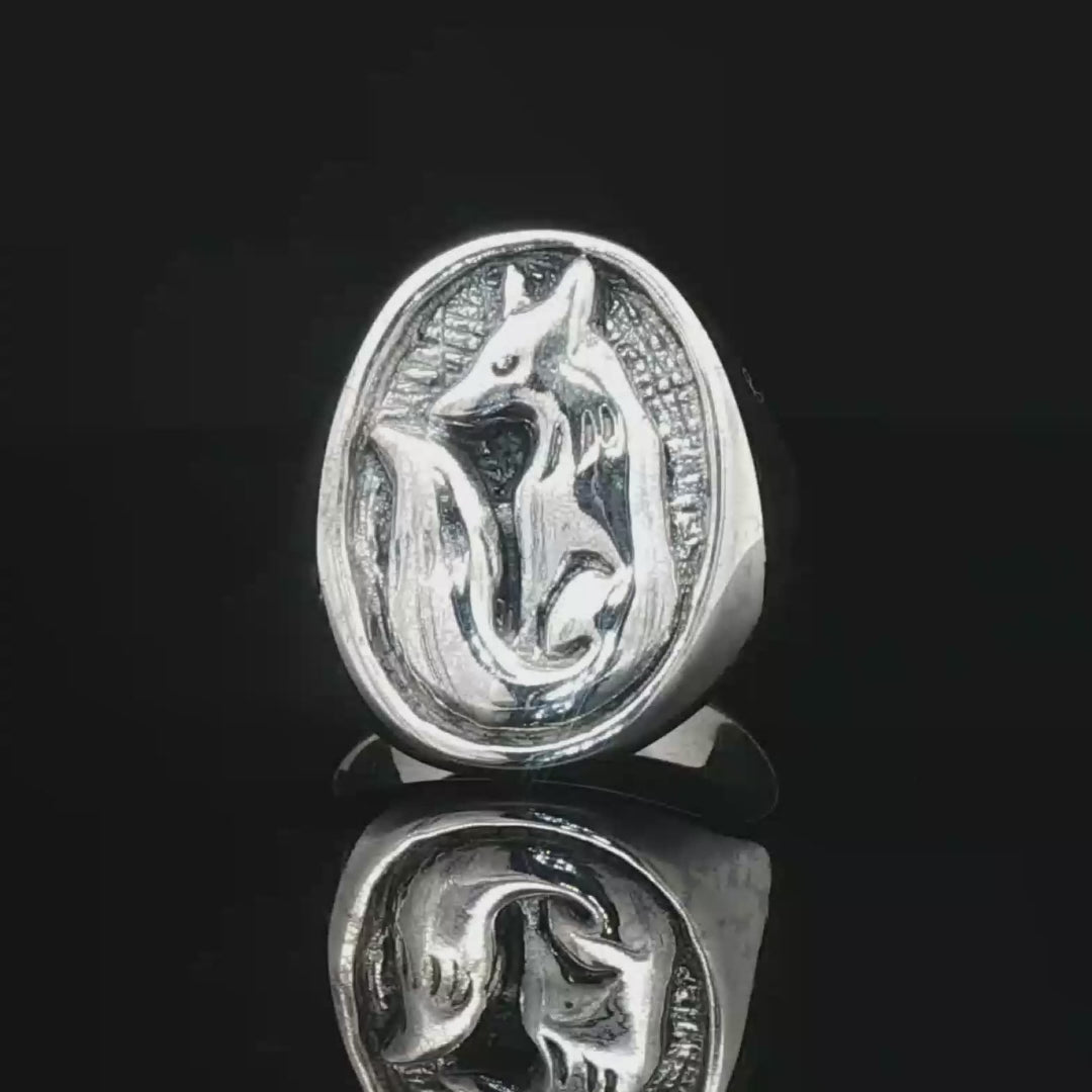 Fox Signet Ring in Sterling Silver - Le Dragon Argenté