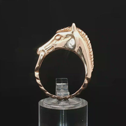 Handmade horse head with bridle ring in bronze styled as equestrian jewelry gift for riders and cowgirls - Le Dragon Argenté
