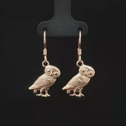 Hellenic Style Owl Earrings – Mythology Inspired Antique Bronze Jewellery by Le Dragon Argenté
