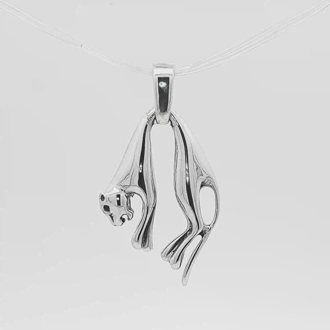 Hanging Cat Pendant in Sterling Silver or Antique Bronze - Le Dragon Argenté