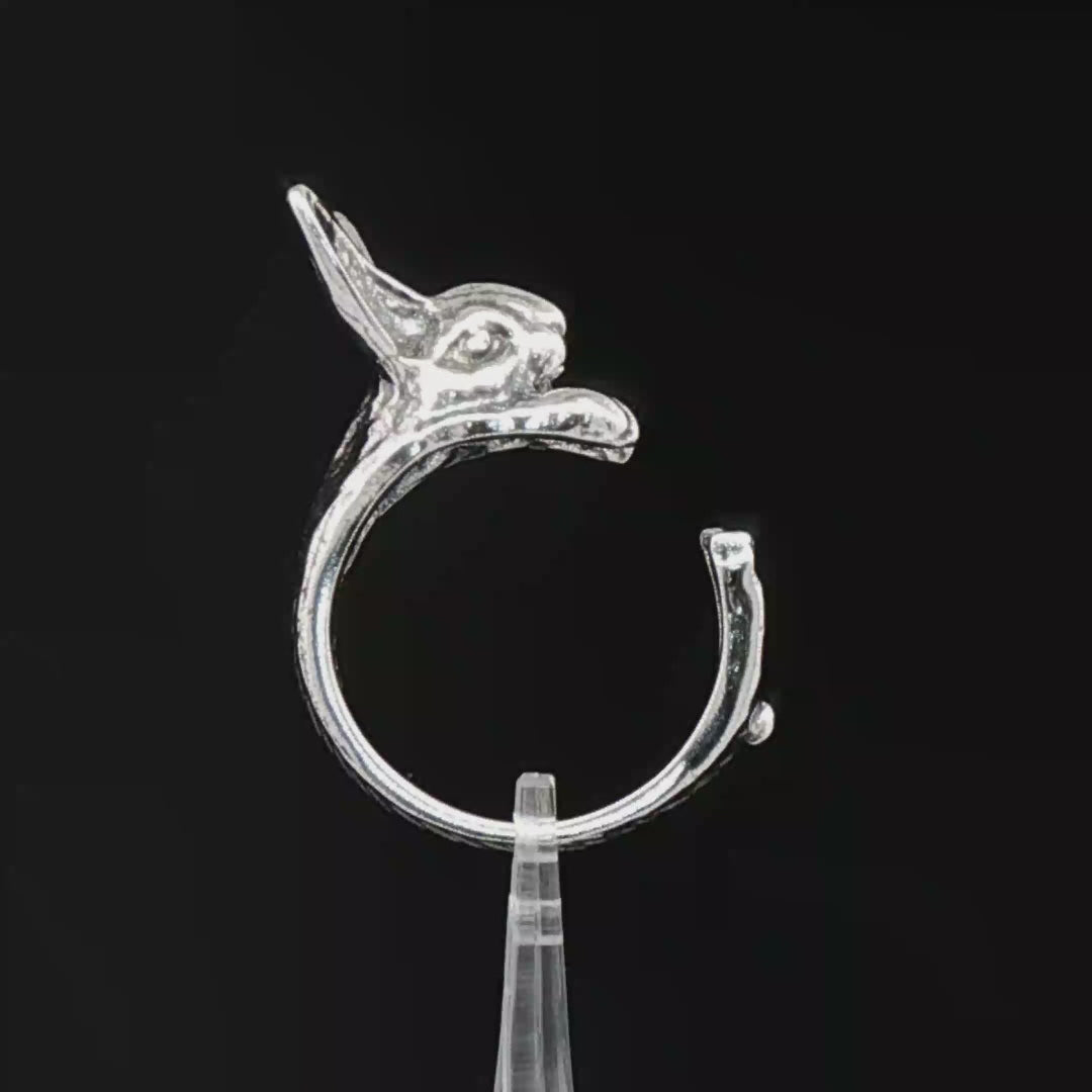 Adjustable bunny rabbit ring by Le Dragon Argenté – cute animal-themed jewellery for nature lovers and whimsical accessory fans.