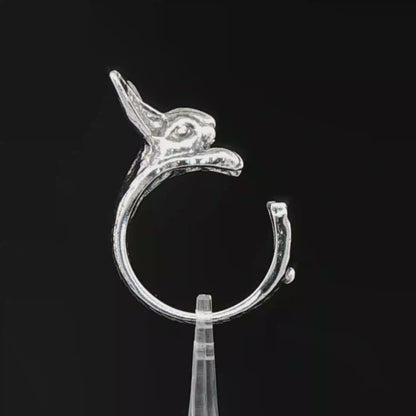 Adjustable bunny rabbit ring by Le Dragon Argenté – cute animal-themed jewellery for nature lovers and whimsical accessory fans.