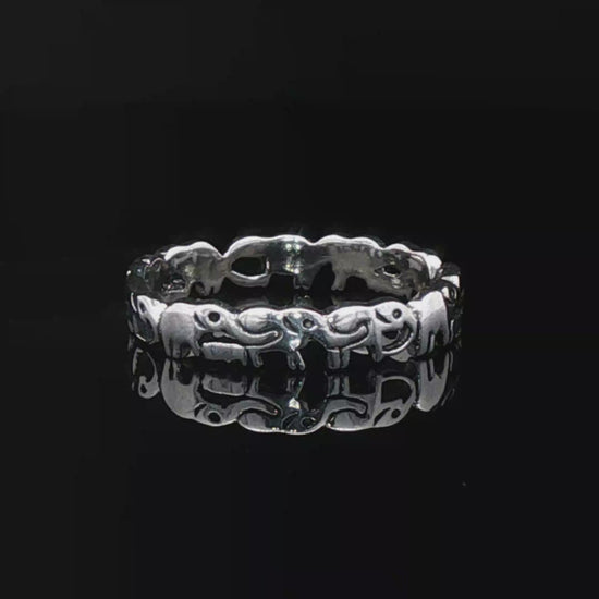 Parading Elephant Ring in Sterling Silver - Le Dragon Argenté