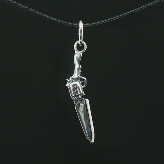 Final Fantasy 8 Gunblade charm pendant in stainless steel geeky jewellery by Le Dragon Argenté