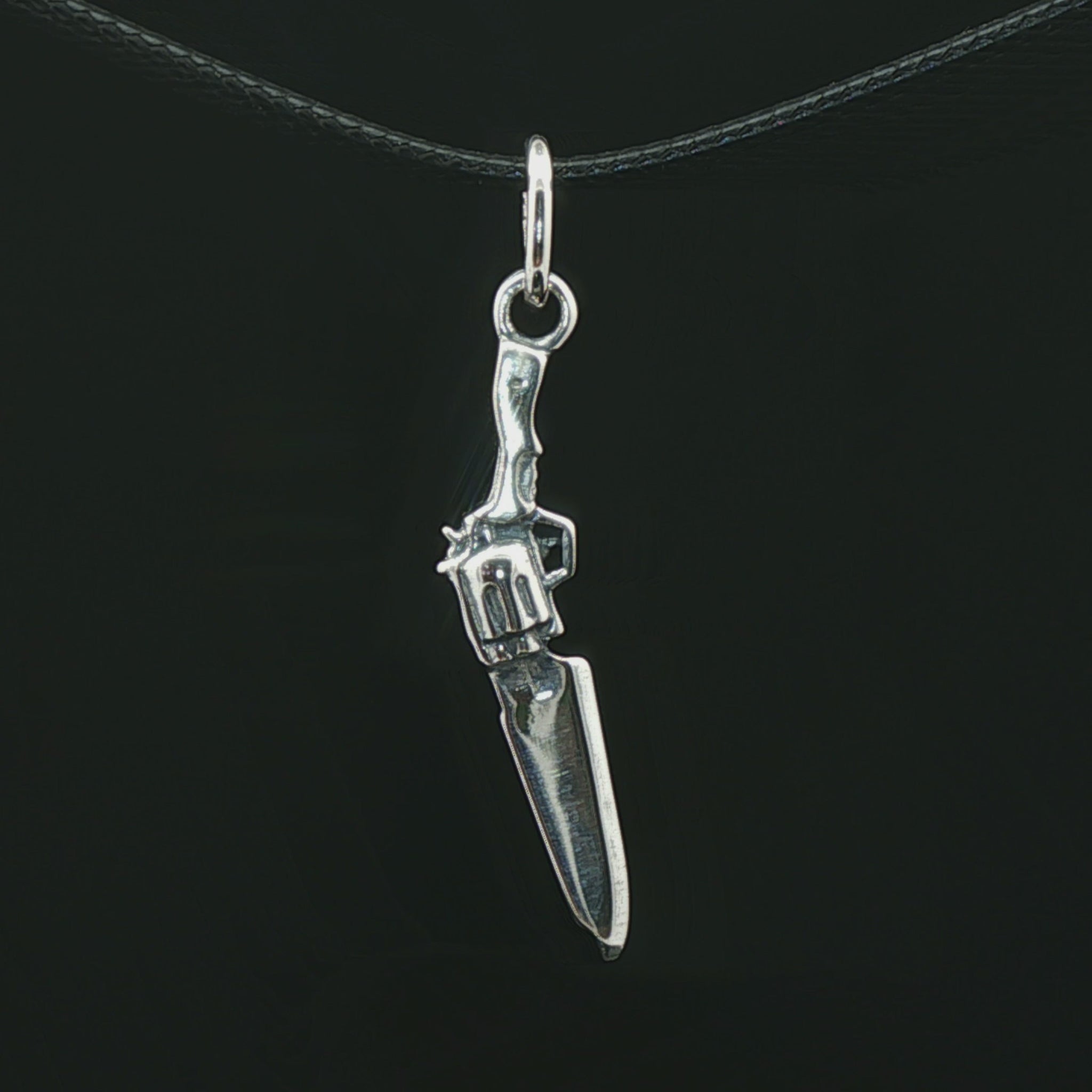 Final Fantasy 8 Gunblade charm pendant in stainless steel geeky jewellery by Le Dragon Argenté