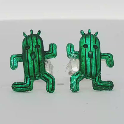 Final Fantasy Cactaur Stud Earrings in Sterling Silver
