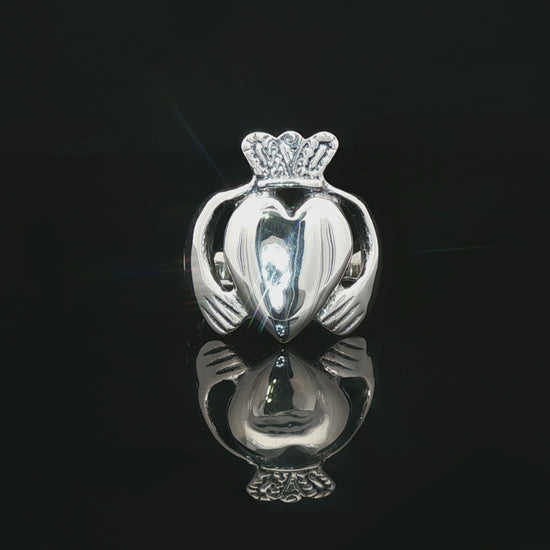 Mens Large Claddagh Ring in Sterling Silver - Le Dragon Argenté
