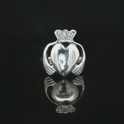 Mens Large Claddagh Ring in Sterling Silver - Le Dragon Argenté