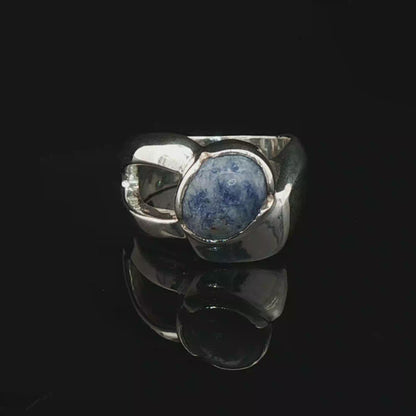 Sodalite Cabochon Cocktail Ring in Sterling Silver, size 6
