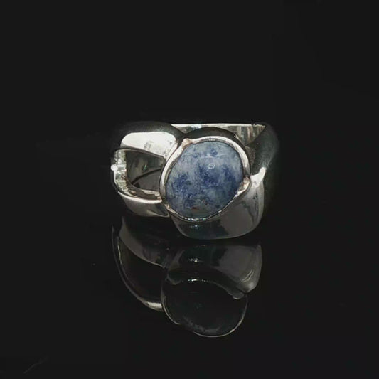 Sodalite Cabochon Cocktail Ring in Sterling Silver, size 6