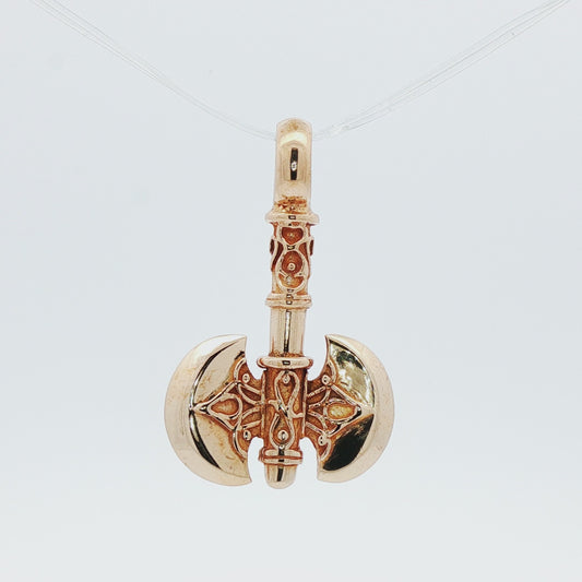Large Battle Axe Pendant in Antique Bronze - Le Dragon Argenté