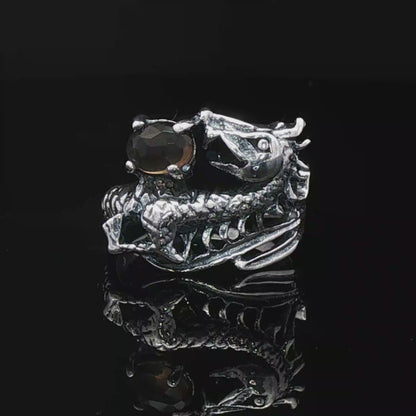 Bague dragon avec pierre en argent sterling