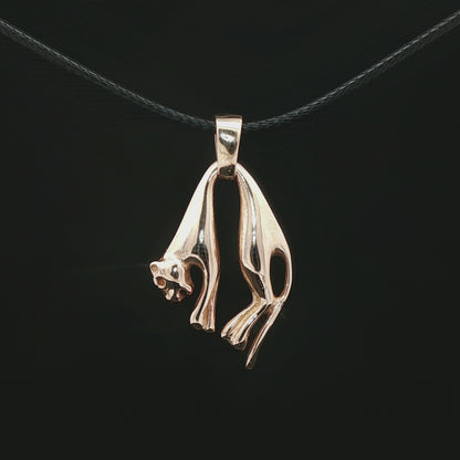 Pendentif chat suspendu en argent sterling ou bronze antique