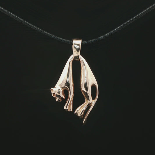 Hanging Cat Pendant in Sterling Silver or Antique Bronze