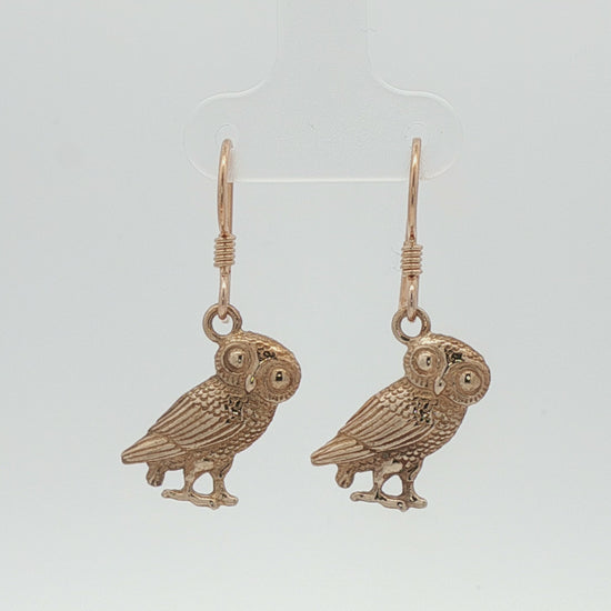 Hellenic Style Owl Earrings – Mythology Inspired Antique Bronze Jewellery by Le Dragon Argenté