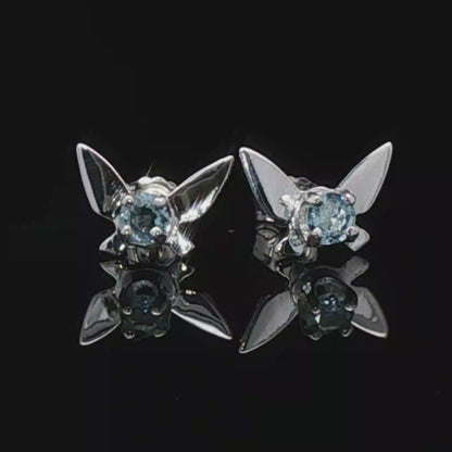 Legend of Zelda Navi Fairy Earrings in Sterling Silver with Aquamarine - Le Dragon Argenté - Bestseller - gemstone earrings - fairy earrings